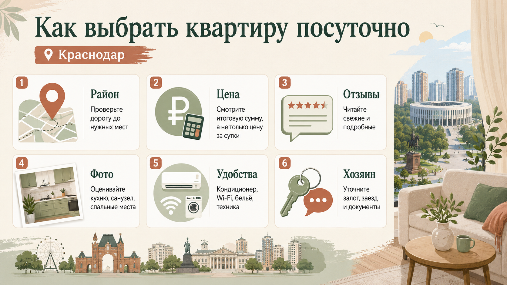 снять квартиру посуточно в Краснодаре